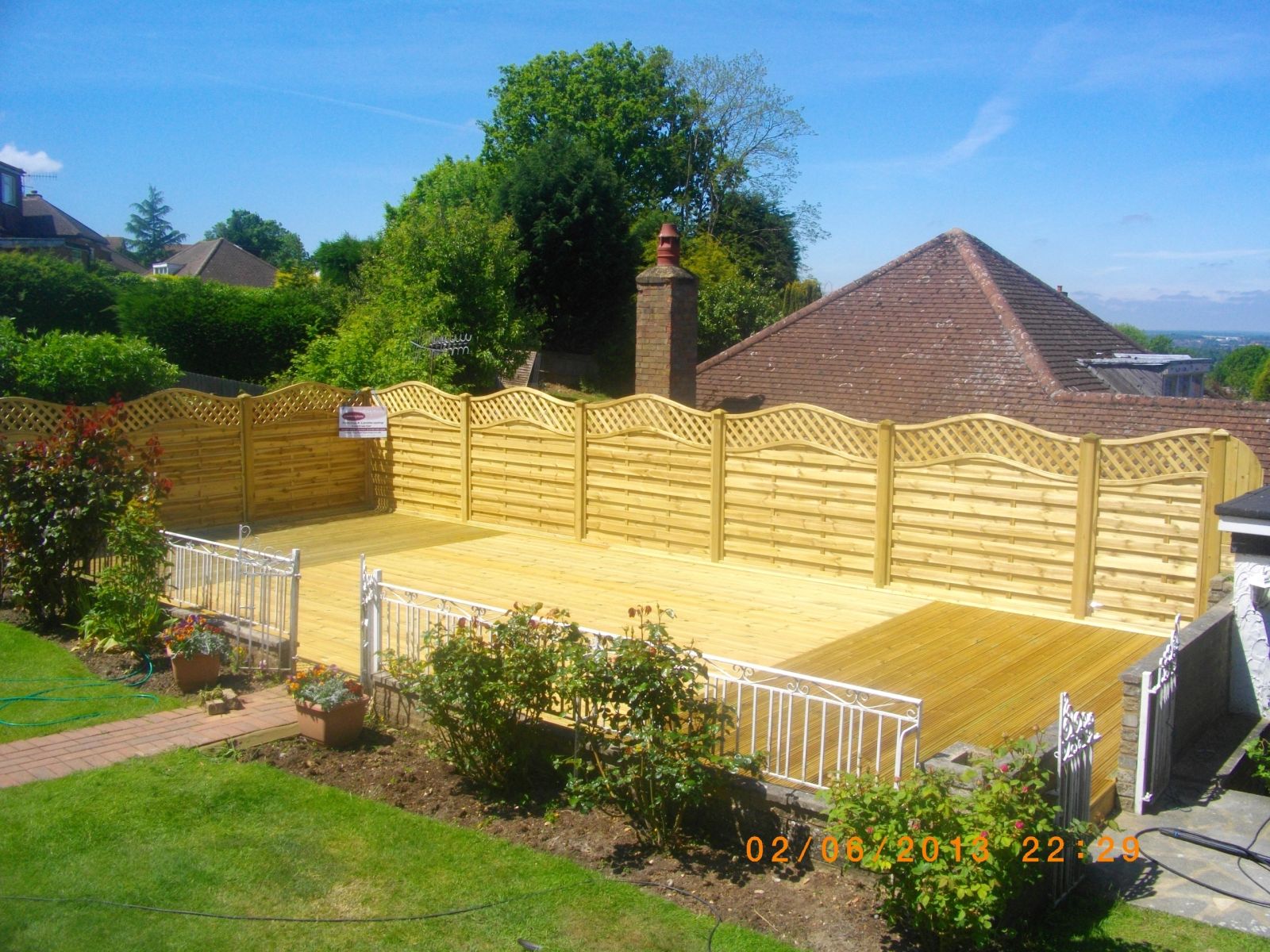 White painted picket fence